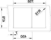 Preview: BLANCO 514495 IDESSA 45 S Keramik Alugrau ohne Ablauffernbedienung Becken links 45 cm Untermaß
